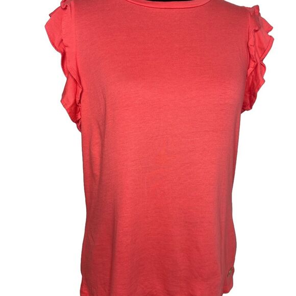 Michael Kors Ruffle Sleeve Top Color Sangria Size M - Picture 1 of 13